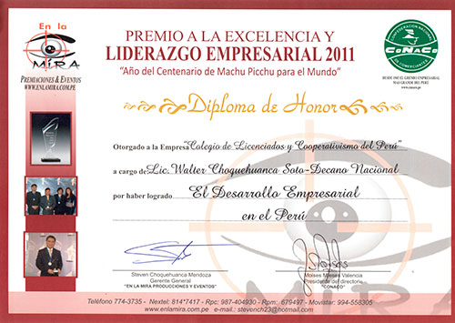 Premio a la Excelencia y Liderazgo Empresarial 2011